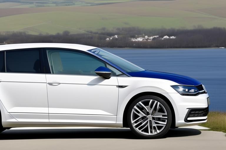 Vytvor obrázok na ktorom bude biele auto Volkswagen, pohľad bude zvnútra, ako tam sedí muž, 40 ročný, oblečený ako človek strednej triedy. Bude štartovať auto, ale namiesto kľúčov bude mať v ruke (nie v ústach) píšťalku.